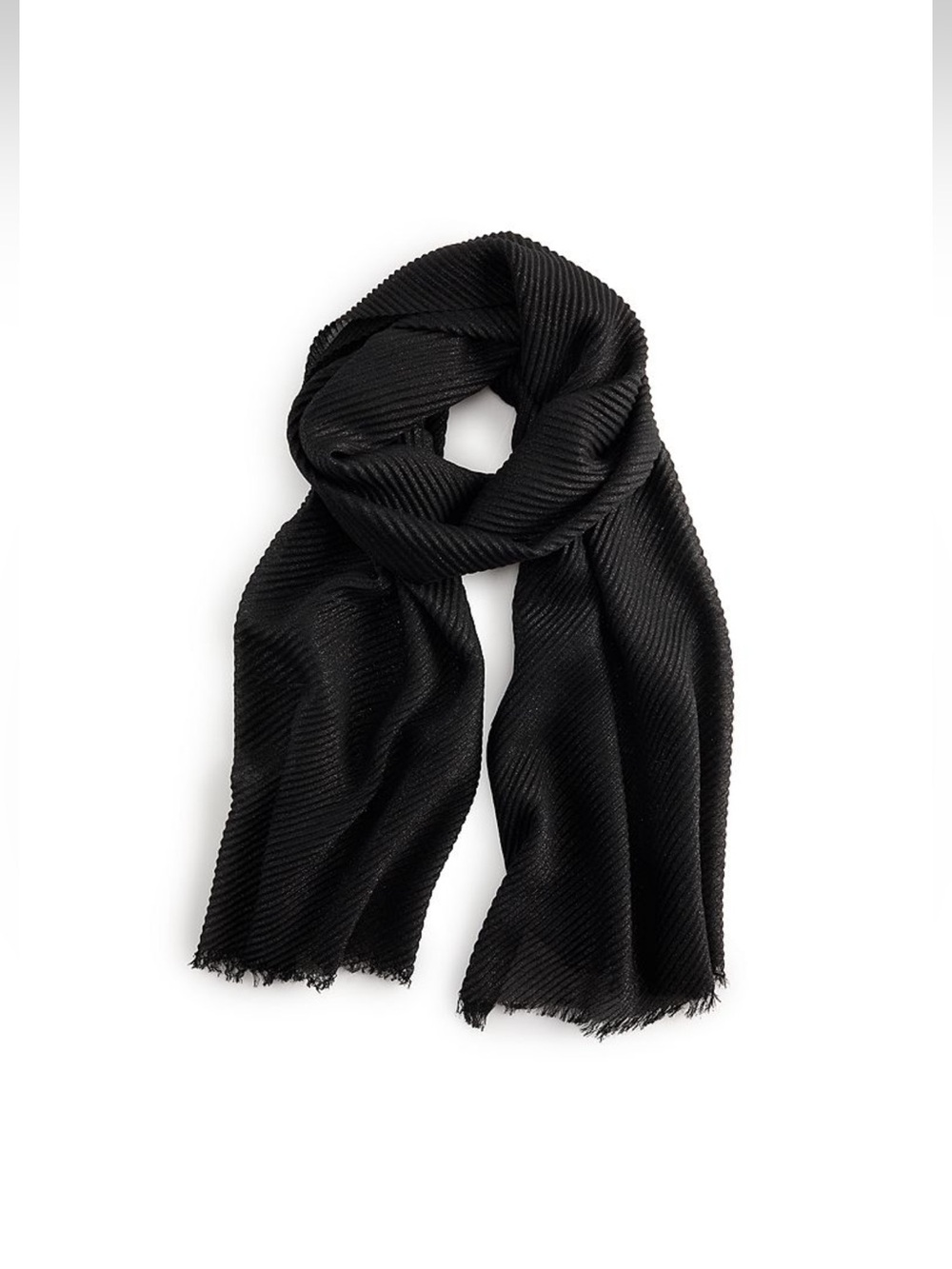 NINE WEST OS Black Shimmer Pleated Wrap Scarf